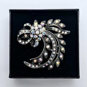 Vintage Multicolor Rhinestones Swoop Brooch Pendant